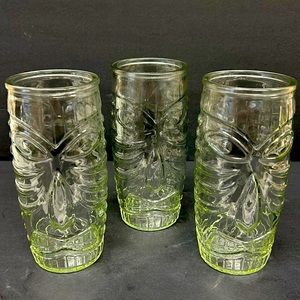 Vintage set of 3 20 oz LIBBEY clear Tiki large tumblers